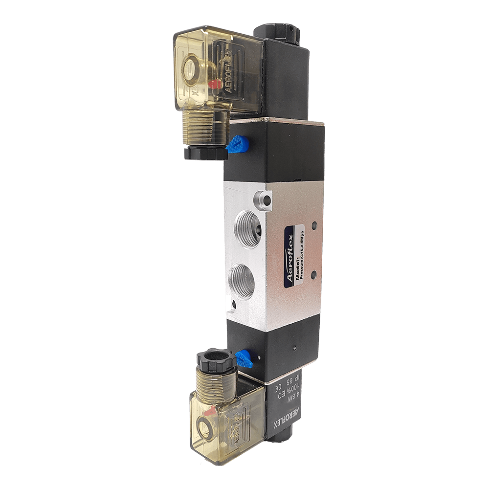 Aeroflex 1/8 Inch 5/2 Way 110V AC Double Solenoid Valve with Spring
