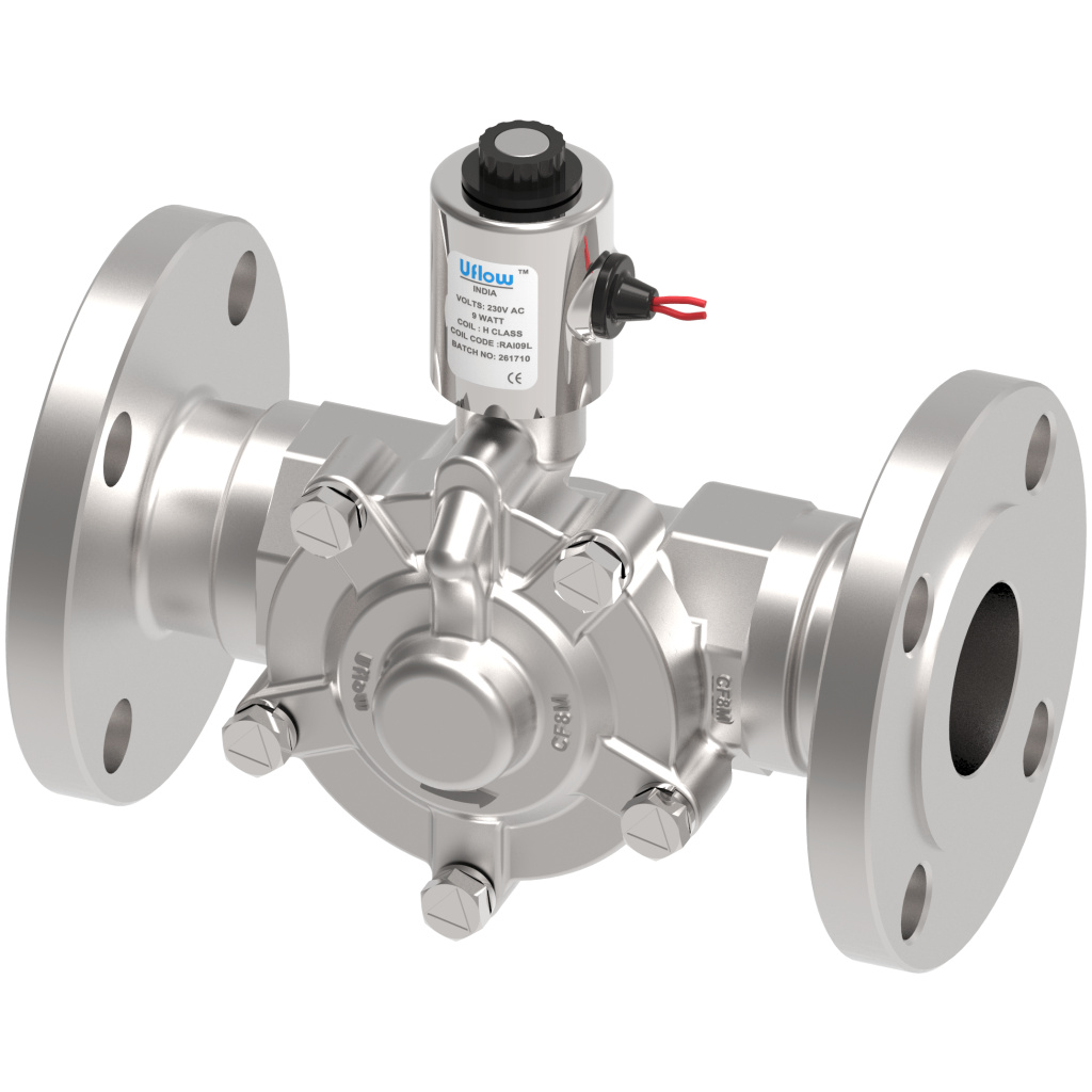 Uflow 2 Inch 2/2 Way Normally Close Pilot Operated Diaphragm Solenoid Valve SS304 with Metallic