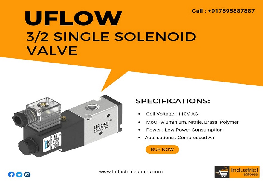 Uflow 3 by 2 Single Solenoid Valve