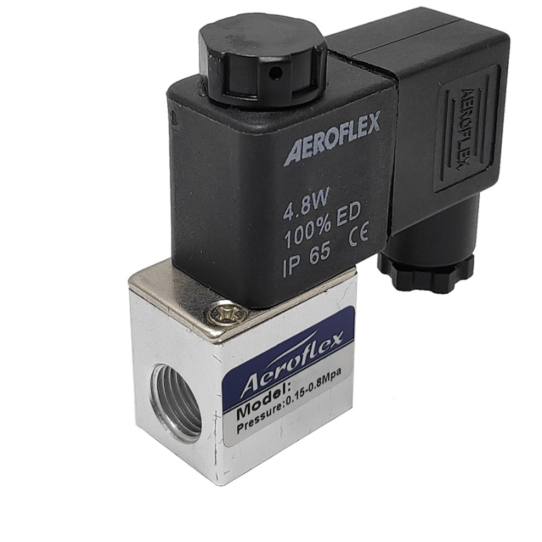 Aeroflex 1/4 Inch 2/2 Way 24V DC Single Solenoid Valve with Spring