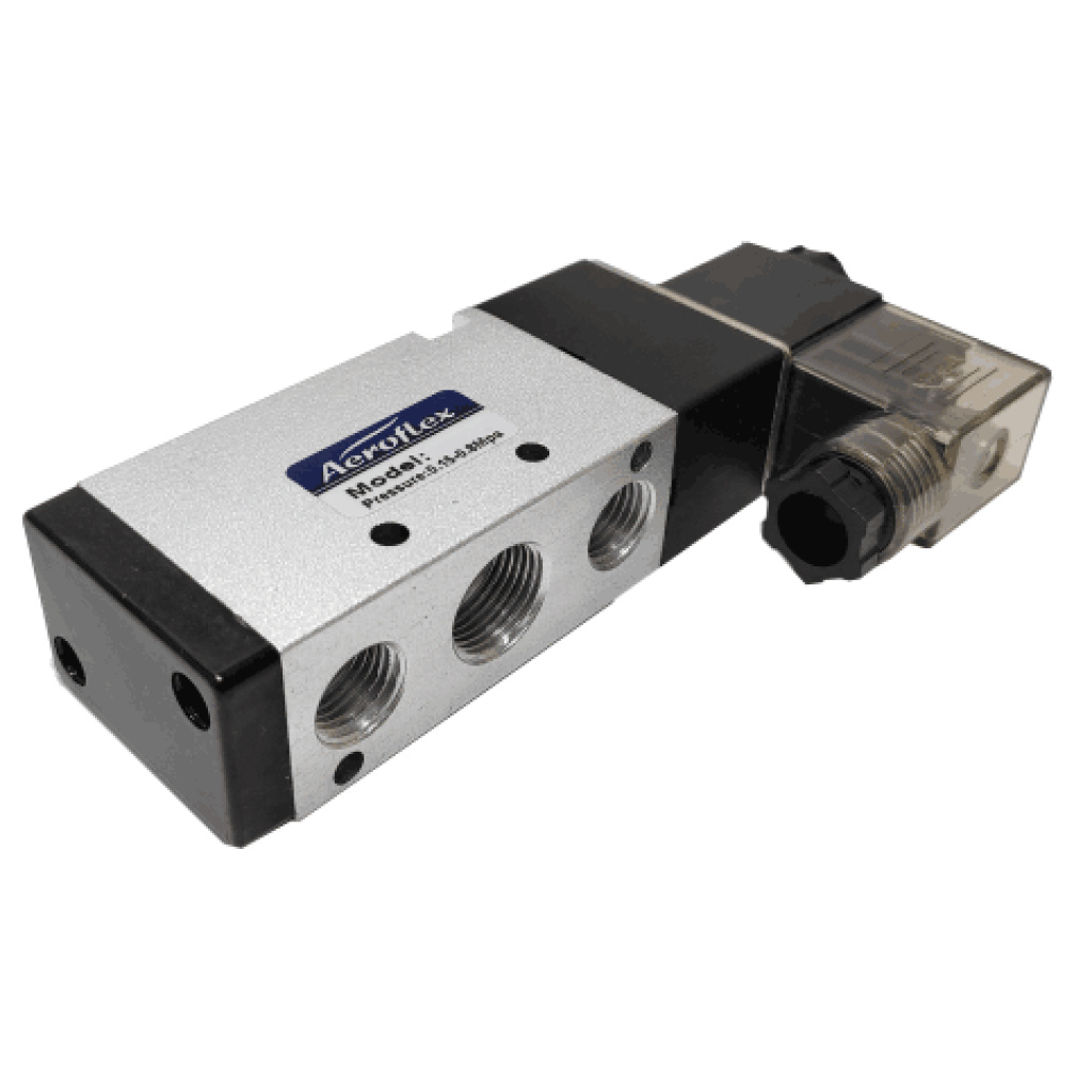 Aeroflex 1/4 Inch 5/2 Way 24V AC Single Solenoid Valve with Spring